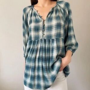 Anthropologie Maeve Cavalon Plaid Tunic